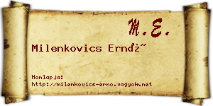 Milenkovics Ernő névjegykártya